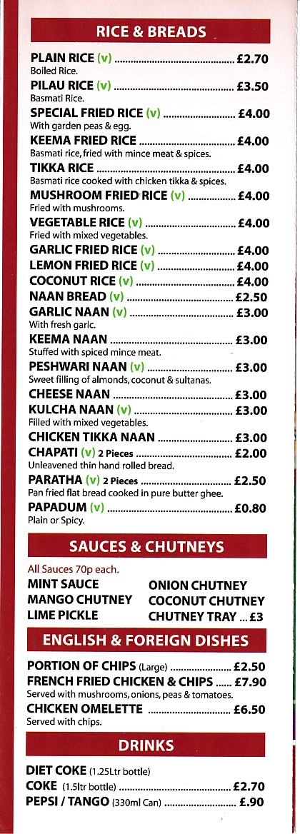Bayleaf Indian takeaway menu in Pyle